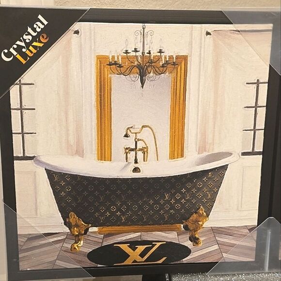 Crystal Luxe Bath Time With Louis Vuitton 2-PC Framed Canvas Wall Decor - Picture 8 of 13